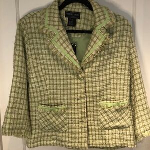 Green tweed plaid preppy blazer bows chanel legally blonde vintage 90s y2k